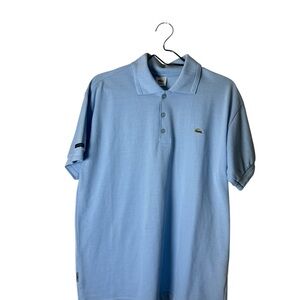 Vintage Lacoste Polo Shirt Mens L Light Blue Short Sleeve Crocodile Logo Casual